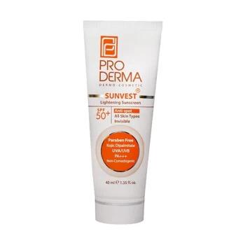 کرم ضد آفتاب و روشن کننده بی رنگ لک های پوست +SPF50 پرودرما 40 میلی لیتر