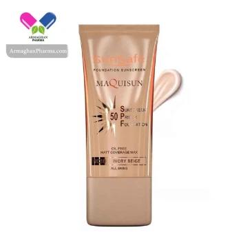 ضد آفتاب کرم پودری و پرایمری spf50 بژ عاجی NC10  سان سیف - 40 میلی لیتر
