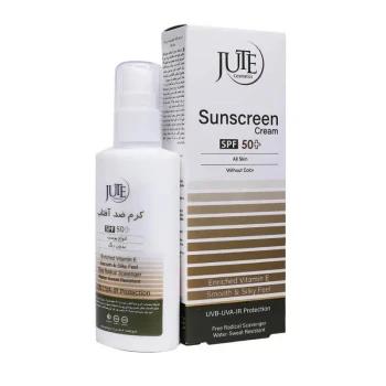 کرم ضد آفتاب پمپی بی رنگ SPF50 ژوت مناسب انواع پوست 100 میلی لیتر